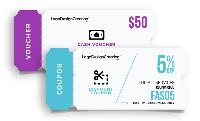 Free discount coupons and cash vouchers for logo design